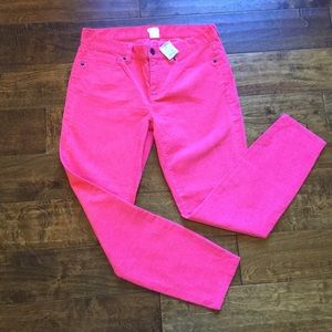 JCrew Pink Stretch Cord Toothpick Ankle Jeans 29